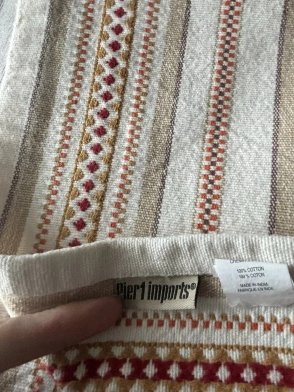 Pier 1 Imports Textured Woven Striped Fringe Table Runner 67